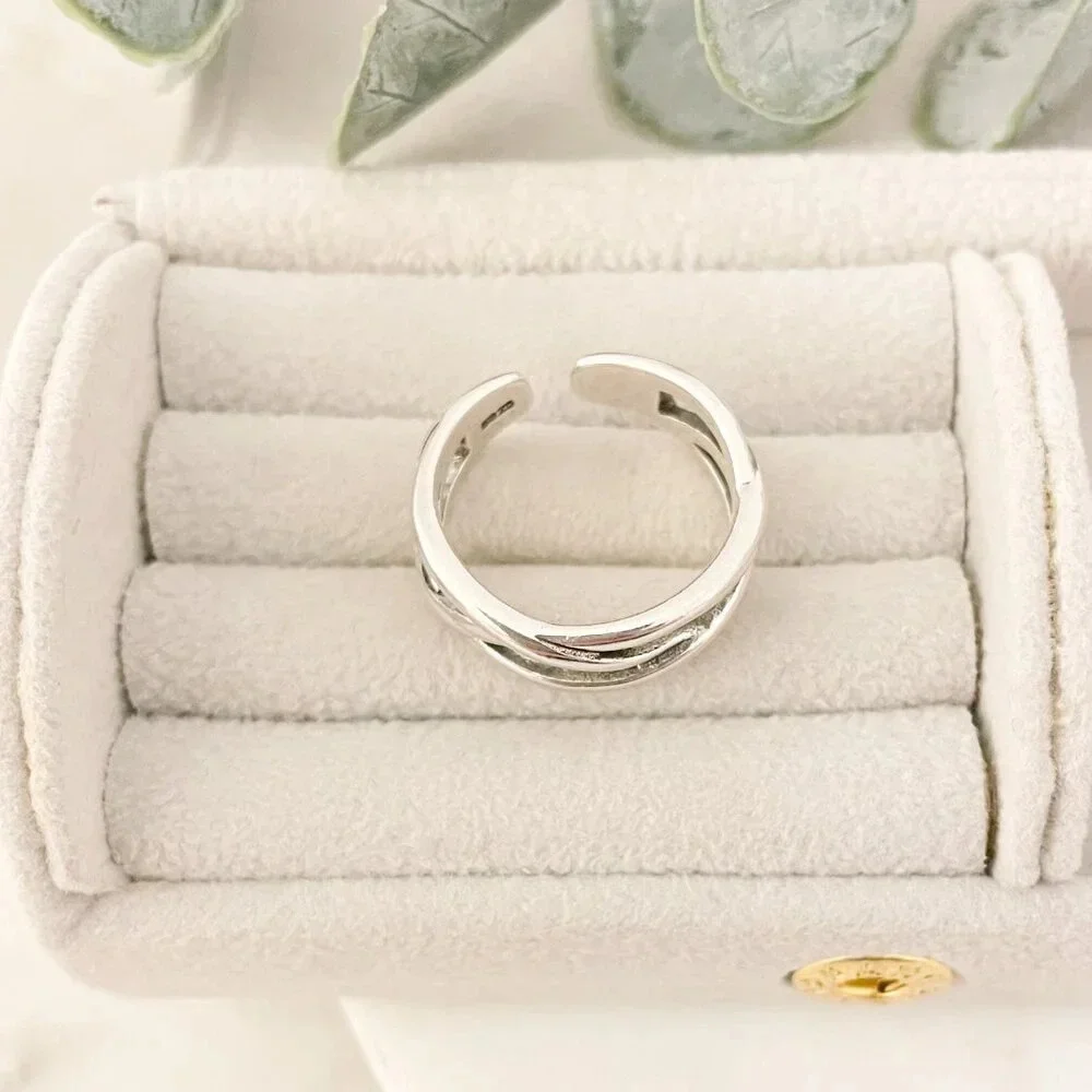 925 Sterling Silver Criss Cross Ring Minimalist Layer Ring Stackable Ring Band